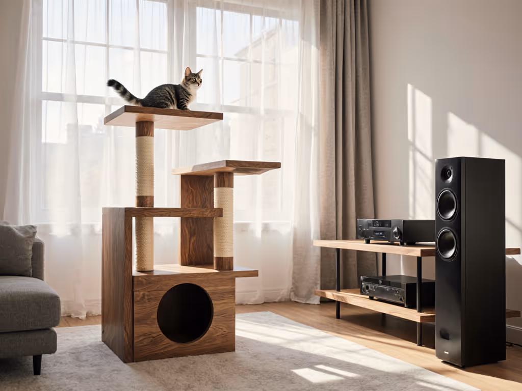 solid_wood_cat_condo_in_minimalist_living_room_with_audio_equipment