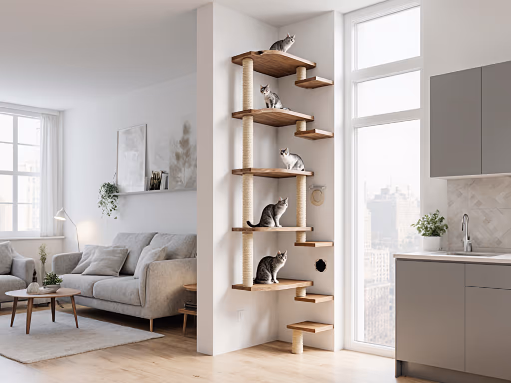 Illustration showing optimal vertical pathway design in small apartment layout