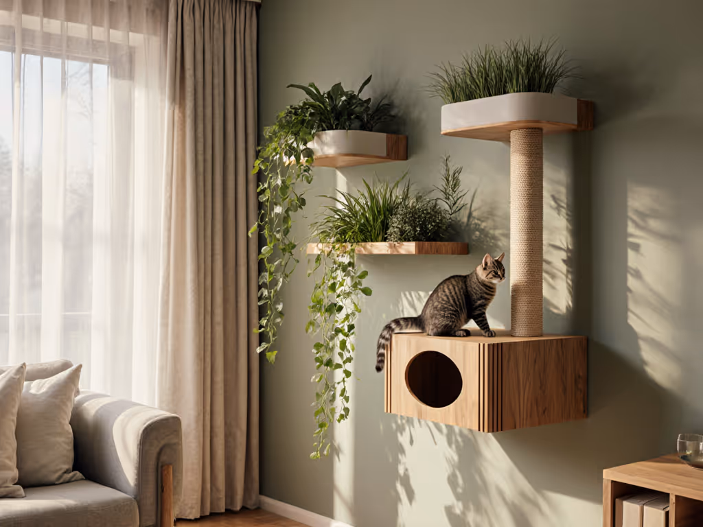 Grow Your Space: Integrated Cat Furniture With Safe Planters