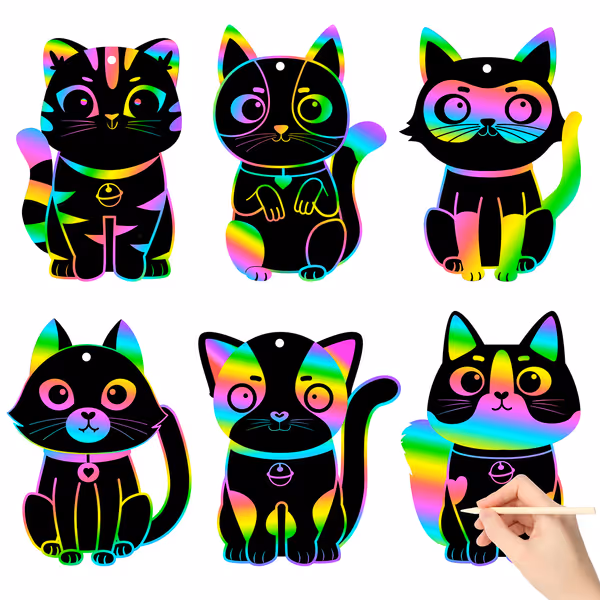 CY2SIDE 60PCS Cat Animal Scratch Bookmarks